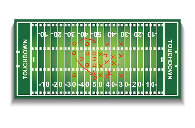 American-Football-Feld und Taktik isoliert.