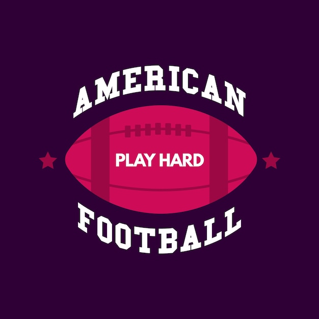 American-football-logo-vorlage mit ball-rugby-abzeichen-grafiken isoliert auf dunklem hintergrund design von sportetiketten stock-vektor-illustration