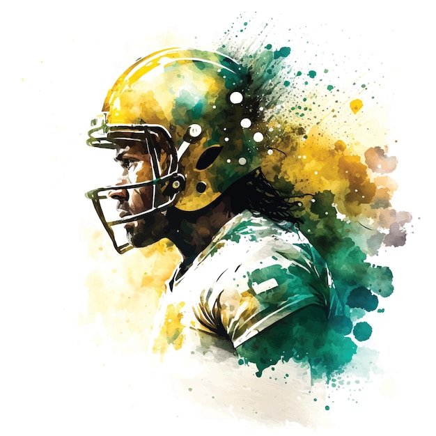 American-Football-Spieler-Aquarellfarbe