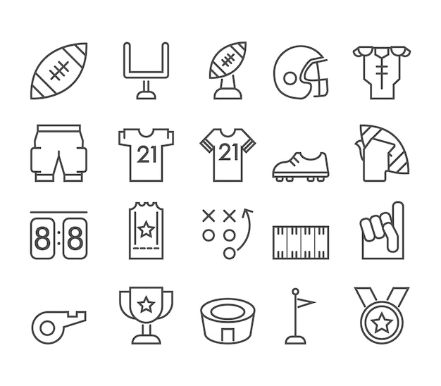 American football theme line icon