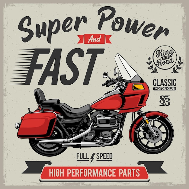 American red motorcycle super power und legendäres motorrad, gebaut für die geschwindigkeit