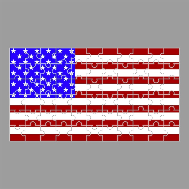 Amerikanische Flagge aus Puzzles auf grauem Hintergrund