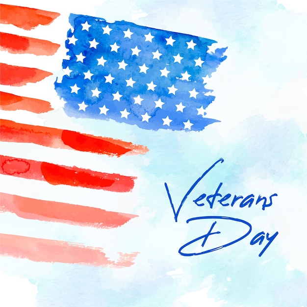 Vektor amerikanische flagge im aquarelldesign für veteranentag