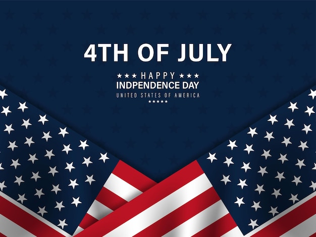Amerikanische flagge mit text zum unabhängigkeitstag am 4. juli. vektor-illustration.