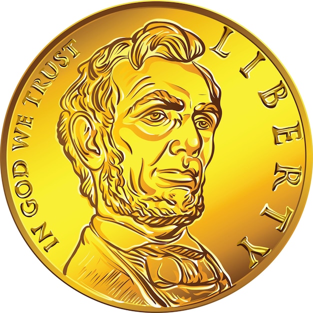 Amerikanische geld 1-cent-goldmünze mit dem bild des lincoln