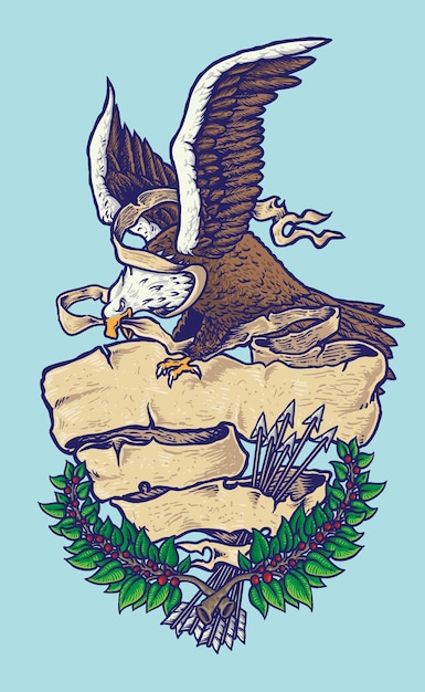 Amerikanische patriotische weißkopfseeadlerillustration