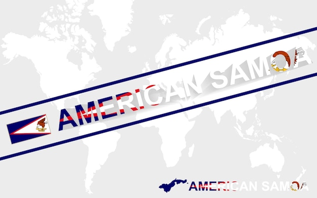 Amerikanische samoa-kartenflagge und textillustration