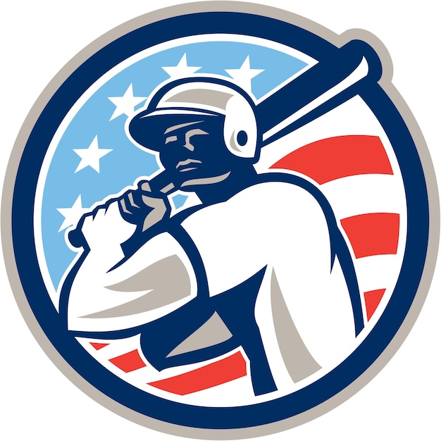 Vektor amerikanischer baseball-batter-hitter-kreis im retro-stil