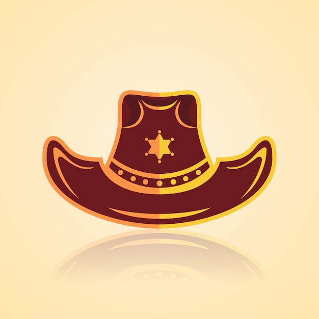 Amerikanischer cowboy-rodeo-hut im westernstil mit goldenem design und einem sheriff-stern