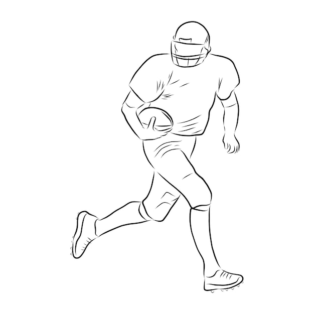 Amerikanischer Rugby-Football-Spieler-Vektor-Illustrationsskizze von Hand gezeichnet