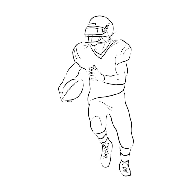 Amerikanischer Rugby-Football-Spieler-Vektor-Illustrationsskizze von Hand gezeichnet