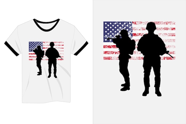 Amerikanischer soldat silhouette mockup t-shirt design