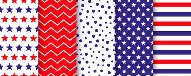 Amerikanisches patriotisches nahtloses muster blau-rote hintergründe vektorillustration