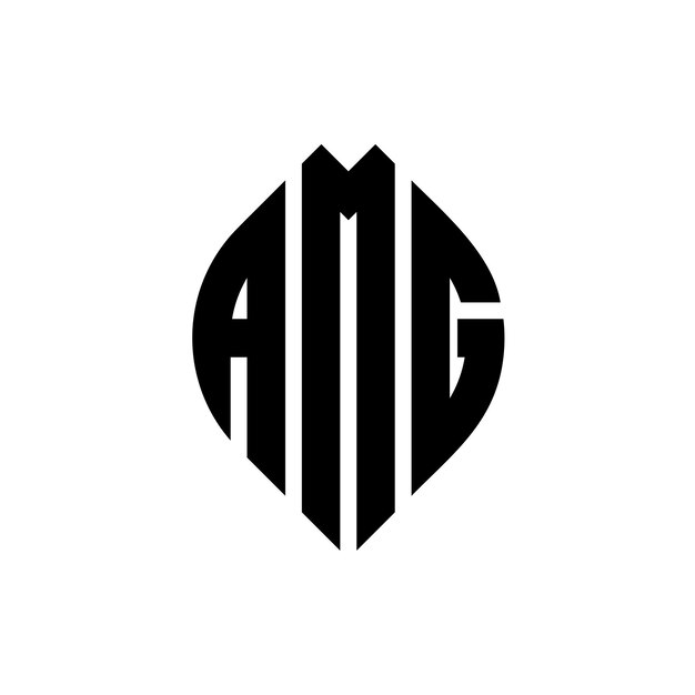 AMG Kreisbuchstaben-Logo-Design mit Kreis- und Ellipseform AMG Ellipse-Buchstaben mit typografischem Stil Die drei Initialen bilden ein Kreis-Logo AMG Kreise-Emblem Abstract Monogramm Buchstaben-Marke Vektor