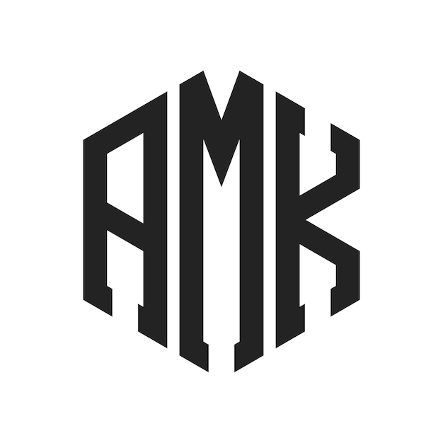 AMK-Logo-Design Anfangsbuchstaben AMK-Monogramm-Logo in sechseckiger Form