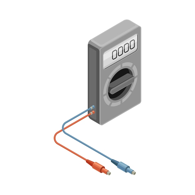 Ammer als Messinstrument und elektrisches Leistungsobjekt Isometrische Vektorillustration