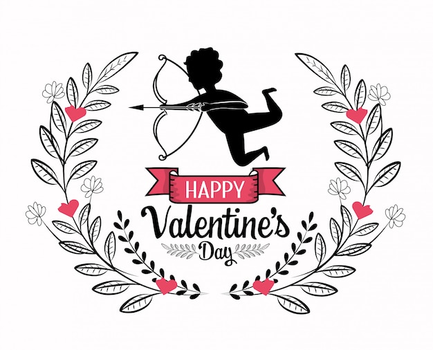 Amor mit pfeil und bogen zur valentinsgrußfeier