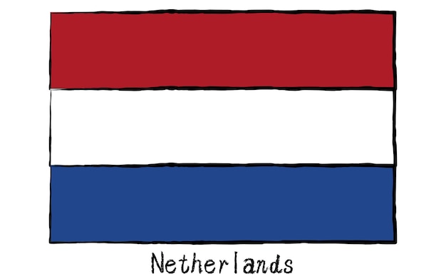 Vektor analog handgezeichnete weltflagge niederlande