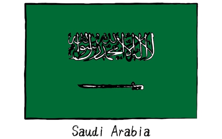Vektor analog handgezeichnete weltflagge saudi-arabien