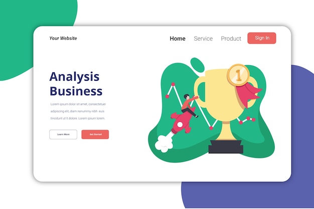 Vektor analyse landing page illustration template flaches design