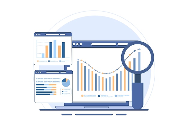Analyse- und Überwachungskonzept oder Web-Reporting-Dashboard und Datenanalyseforschung