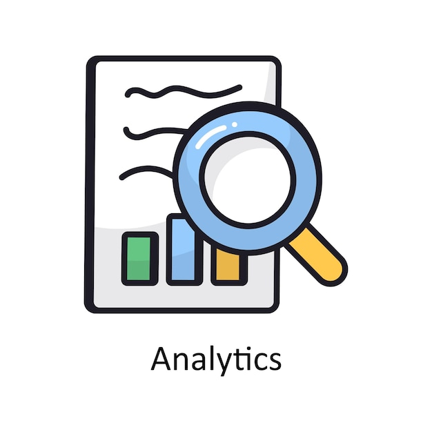 Vektor analytics gefüllte umriss-droodle design-illustration symbol auf weißem hintergrund eps 10-datei