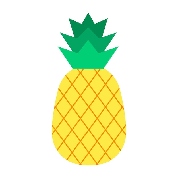 Ananas Bio-Obst isoliert auf weißem Hintergrund Gesunder Lebensstil Vektor-Illustration im flachen Stil