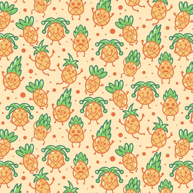 Ananas-cartoon-muster-hintergrund