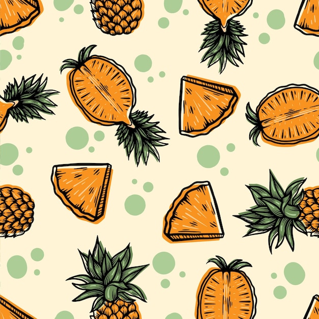 Ananas-frucht musterdesign handgezeichnete illustration