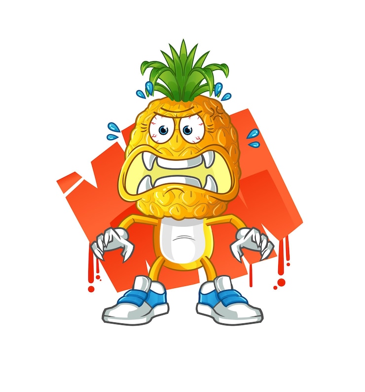Vektor ananas-kopf-cartoon-monster-vektor-cartoon-figur