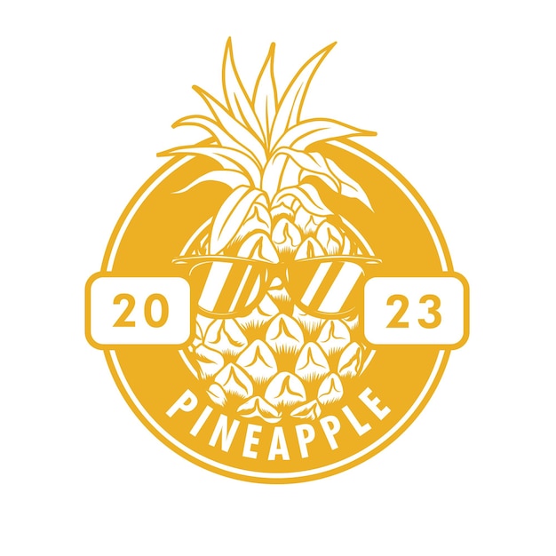 Ananas-logo-design mit brille