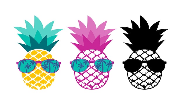 Ananas mit sonnenbrille. sommerferienkonzept.