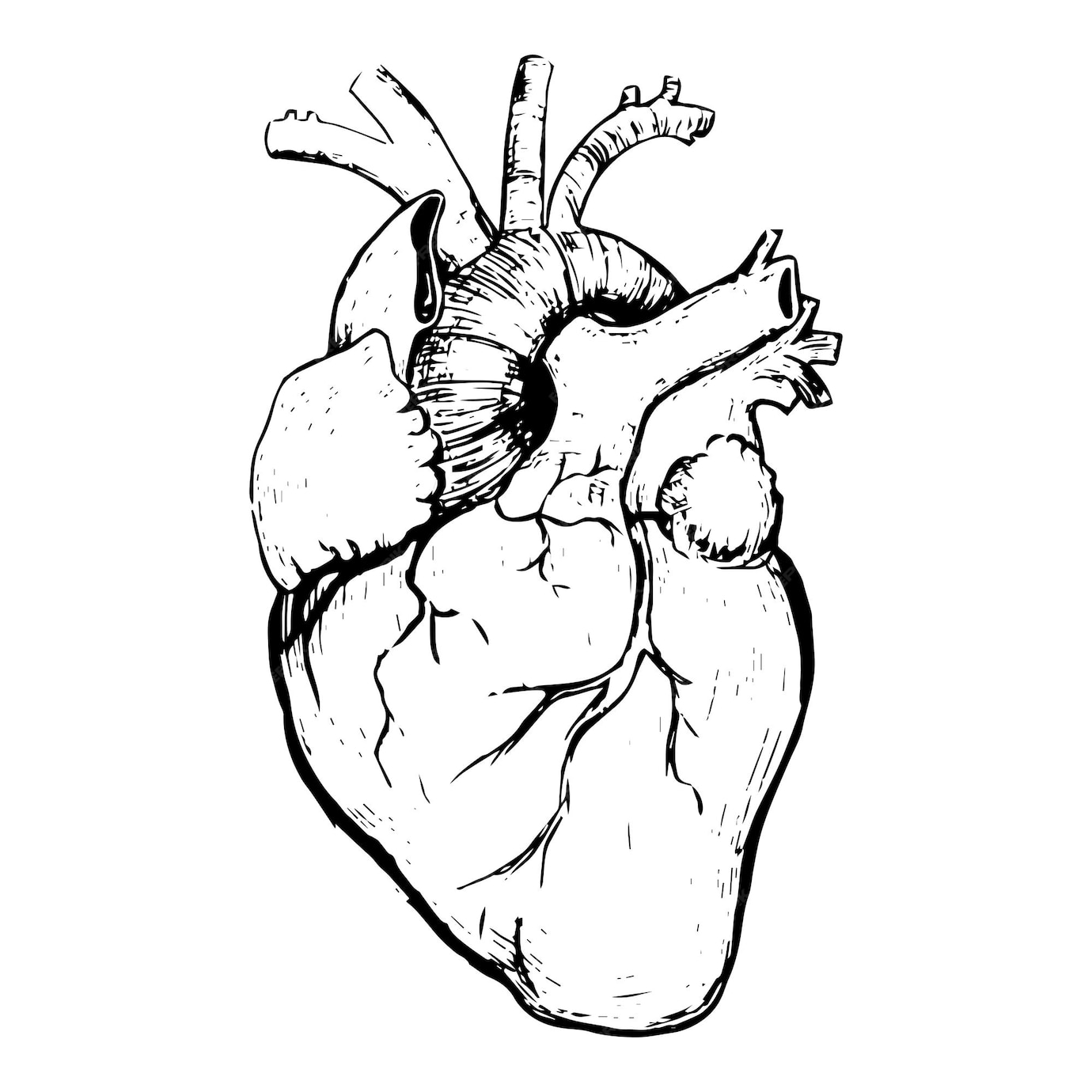 Anatomie des menschlichen herzens, auf weißem hintergrund