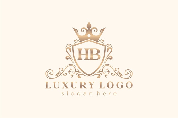 Anfängliche hb letter royal luxury logo-vorlage in vektorgrafiken für restaurant royalty boutique