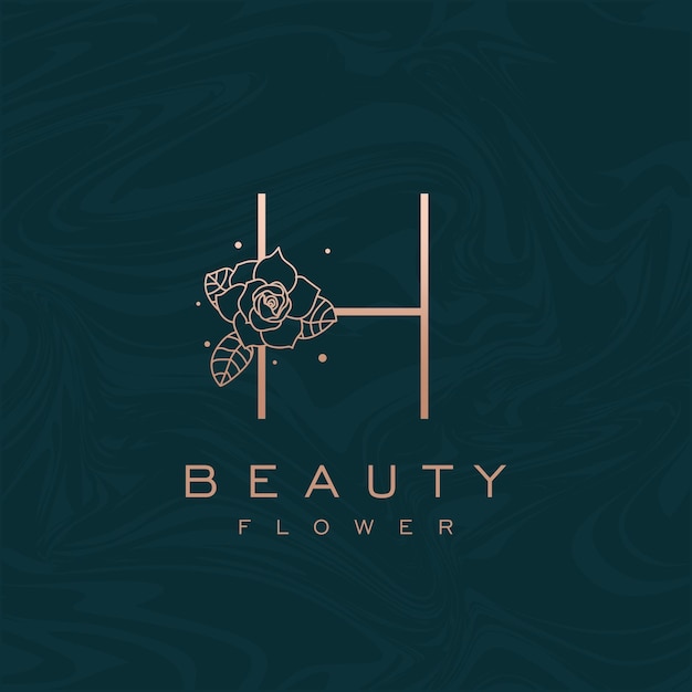 Anfänglicher H-Blumen-Schönheitsbrief-Logo-Marmor-Designvektor