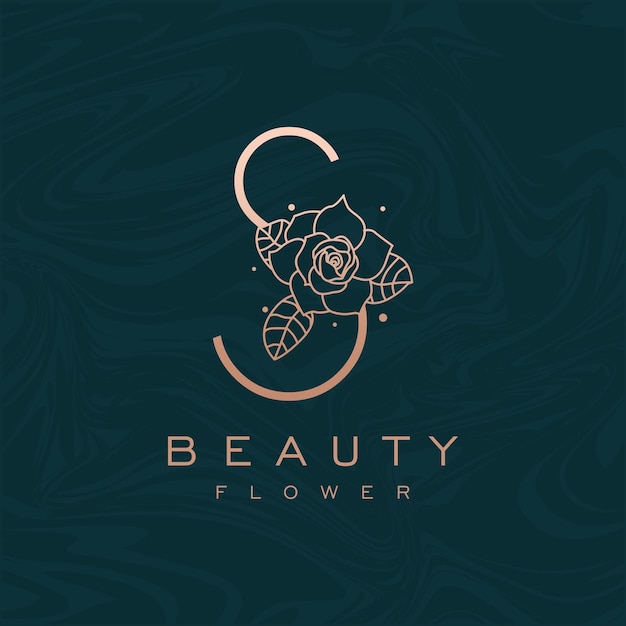 Anfänglicher S Flower Beauty Letter Logo Marmordesign Vektor