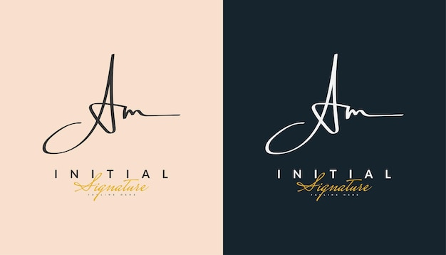 Anfängliches a- und m-logo-design mit elegantem handschriftstil. am-signatur-logo oder -symbol für die unternehmensidentität