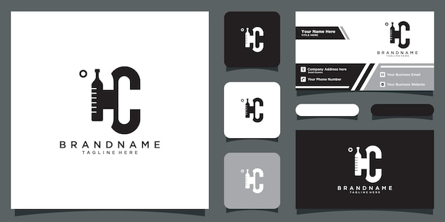 Anfängliches cc-logo-monogramm mit designvorlage im negativen raumstil premium-vektor