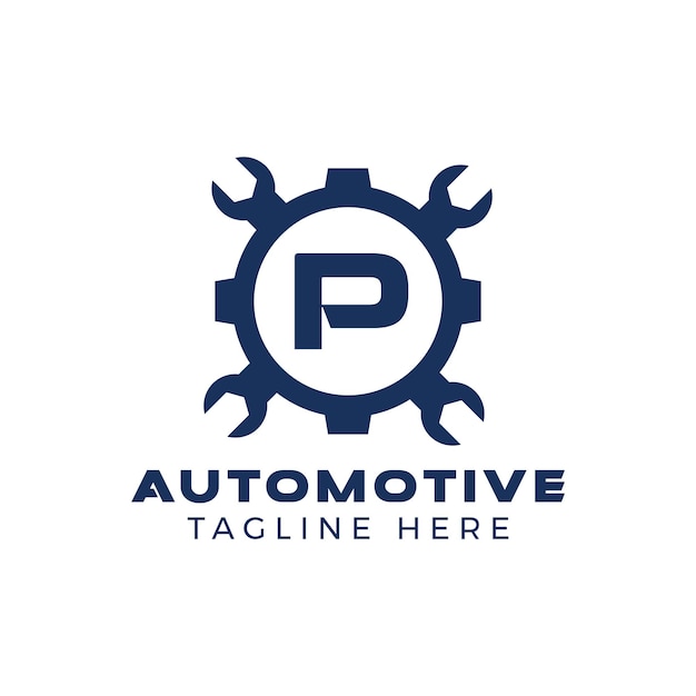 Anfängliches logo des automobilbuchstaben p mit kreativem branding-design