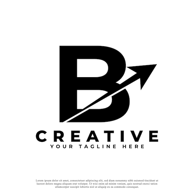 Anfangsbuchstabe b künstlerisches kreatives pfeil-nach-oben-form-logo, verwendbar für geschäfts- und markenlogos