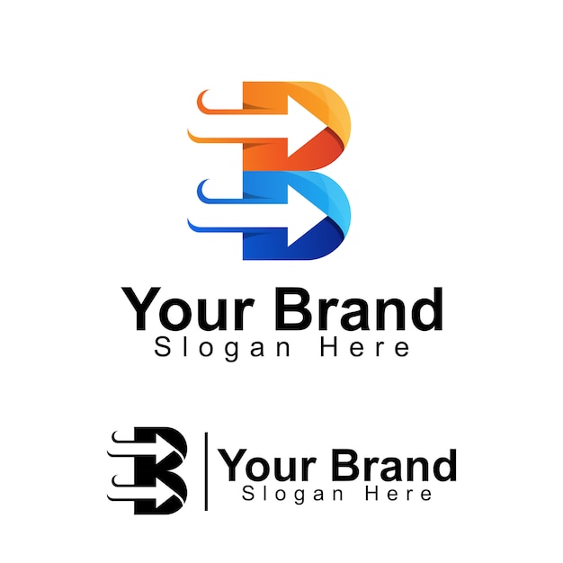 Anfangsbuchstabe B mit Pfeil Business Logo Vorlage