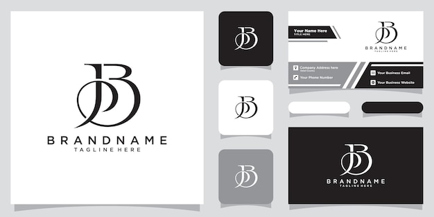 Anfangsbuchstabe bj logo design vektorvorlage mit visitenkartendesign premium vector