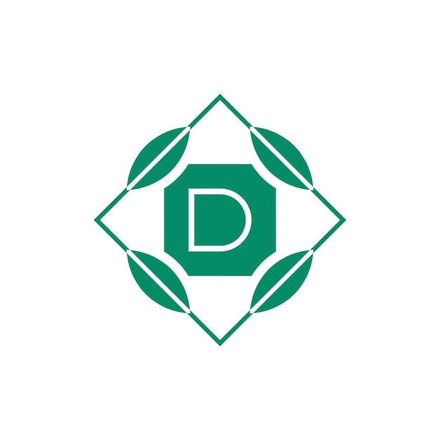 Vektor anfangsbuchstabe d naturblatt-emblem-logo