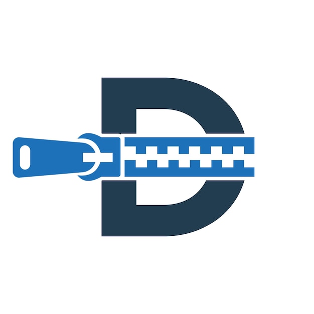 Vektor anfangsbuchstabe d zipper logo für modische stoffstickerei und textilsymbol identitätsvorlage
