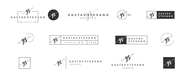Anfangsbuchstabe gs g-logo-monogramm auf schwarz für designkollektion für schönheitsmodefotografie
