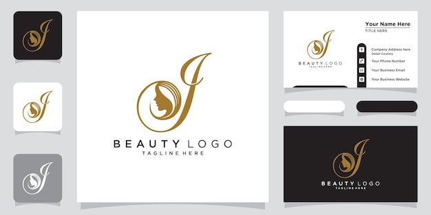 Anfangsbuchstabe j luxus-logo-design-vektor mit visitenkarten-design premium-vektor