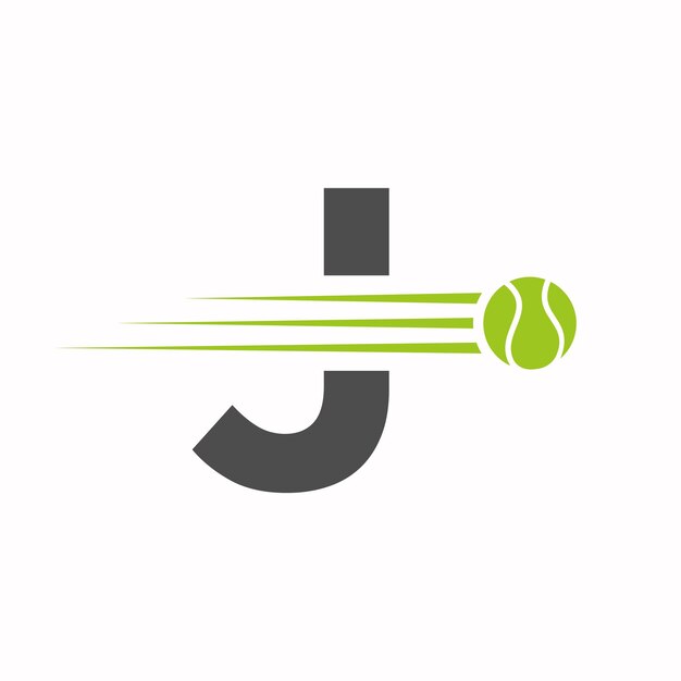 Vektor anfangsbuchstabe j tennis-logo tennis-sport-logotyp-symbolvorlage