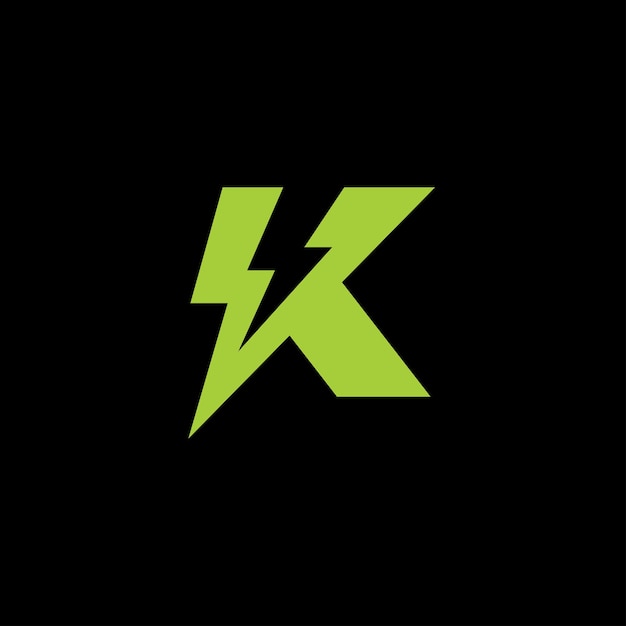 Anfangsbuchstabe K Donner Symbol Vektor Logo Vorlage auf dunklem Hintergrund