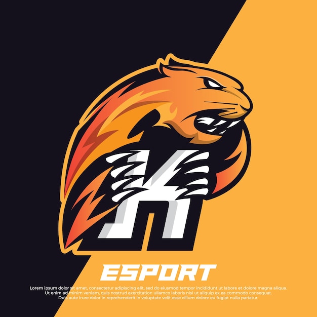 Anfangsbuchstabe k-logo-esport-design panther-esport-logo-design tiger-maskottchen-sport-logo-design