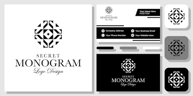 Anfangsbuchstabe K Vintage Monogramm Geometrisches Quadrat Klassisches Logo-Design mit Visitenkartenvorlage